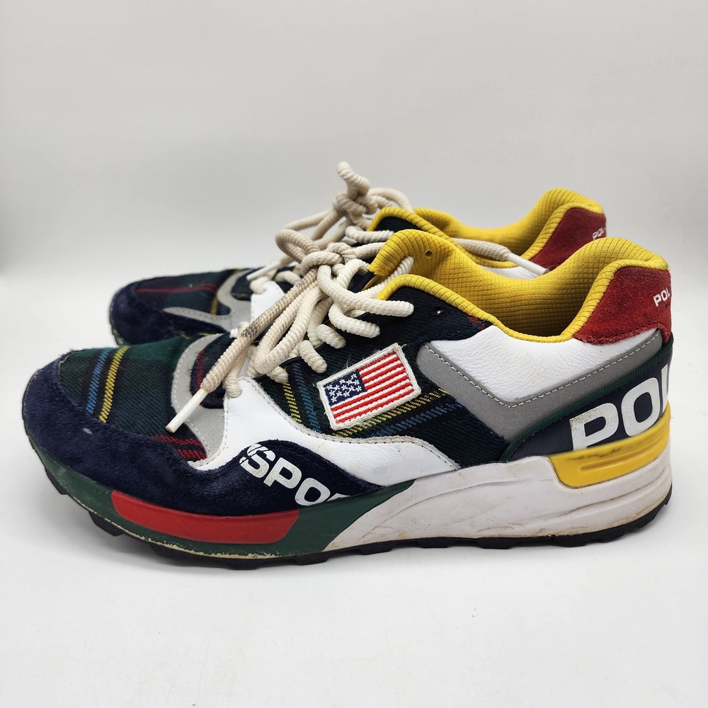 Polo Ralph Lauren Trackster 100 Men's 7 D Tartan Plaid Polo Sport Sneakers